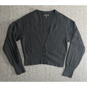 Banana Republic Cardigan Sweater Womens Black V Neck Long Sleeve Size L